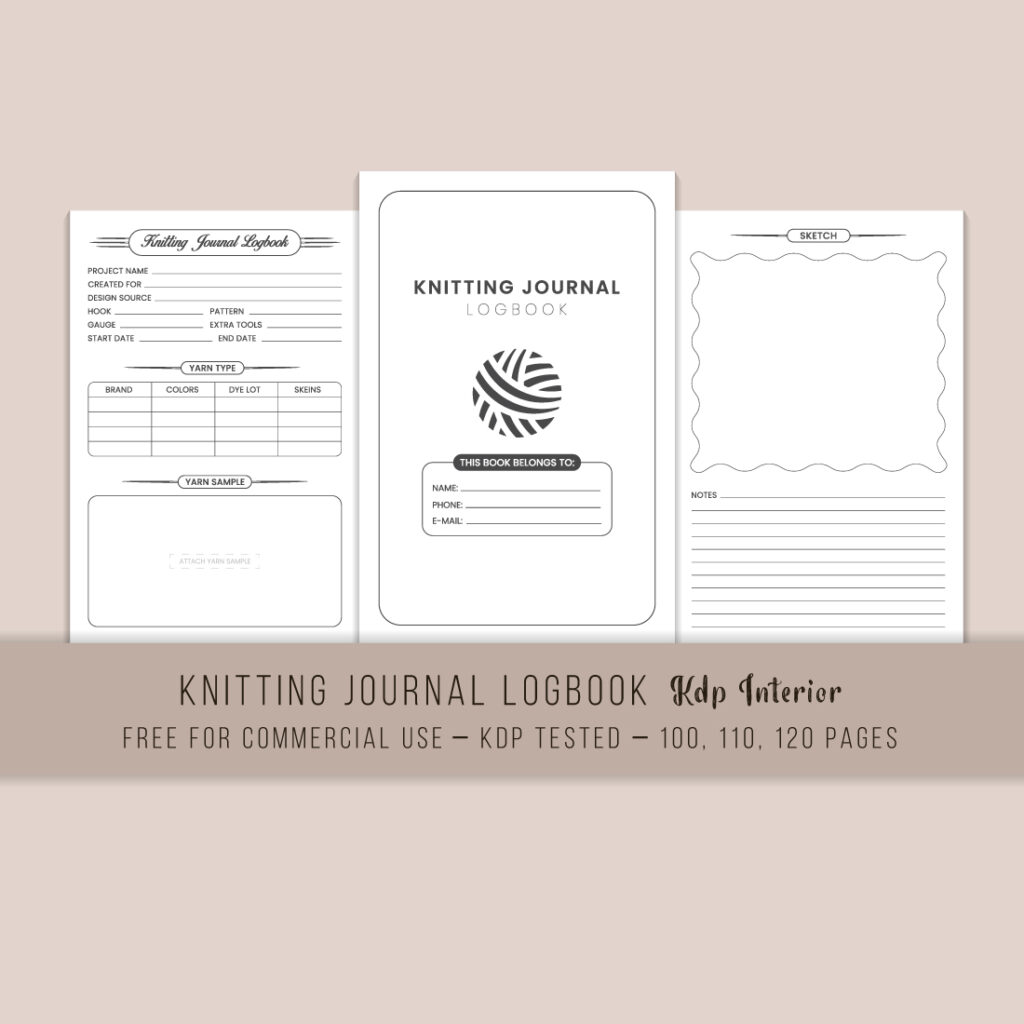 Knitting Journal Logbook Kdp Interior Masterbundles