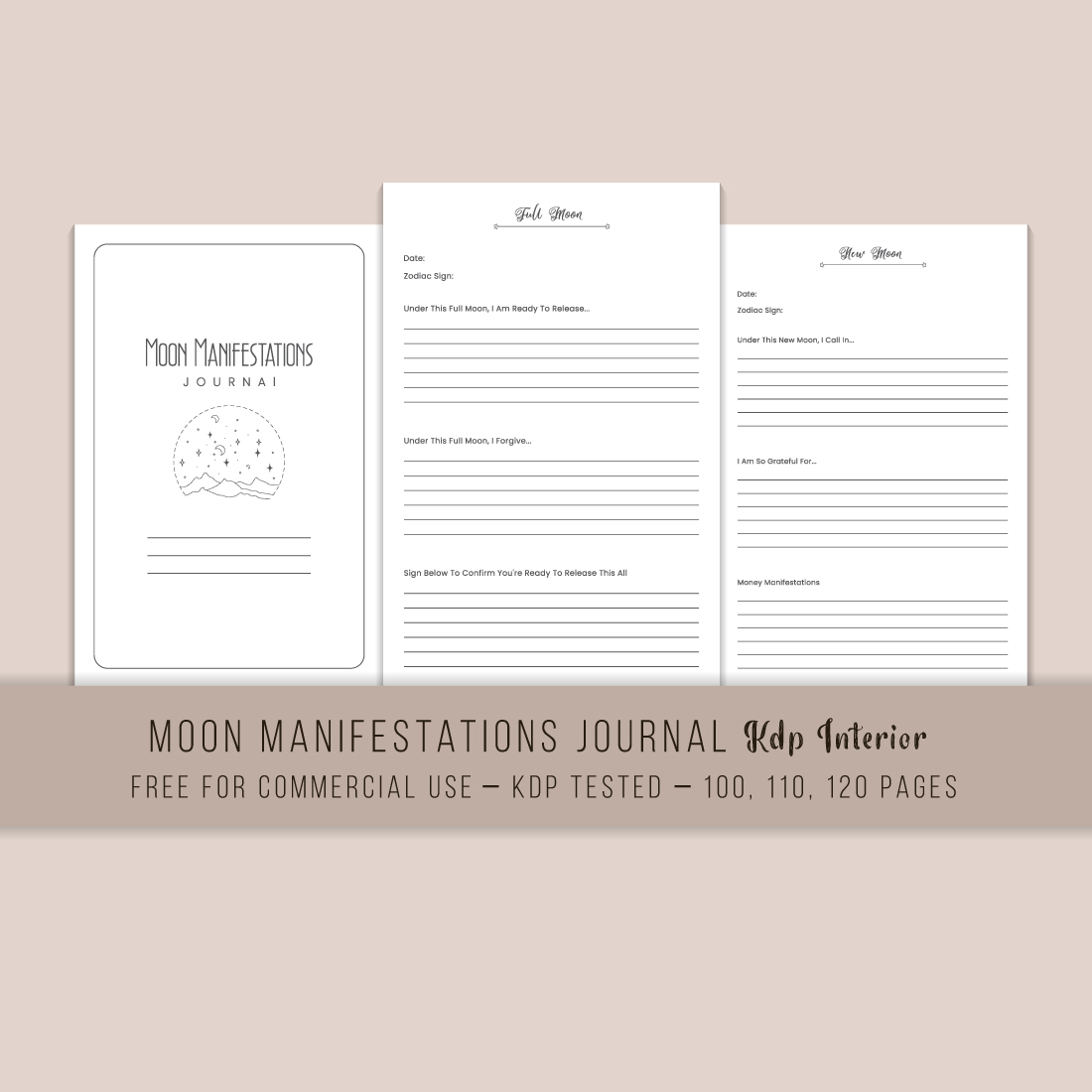 Moon Manifestations Journal KDP Interior main cover