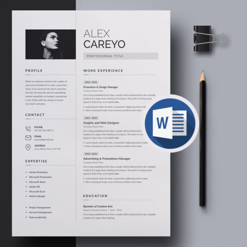 Professional resume with a pencil and pencil.