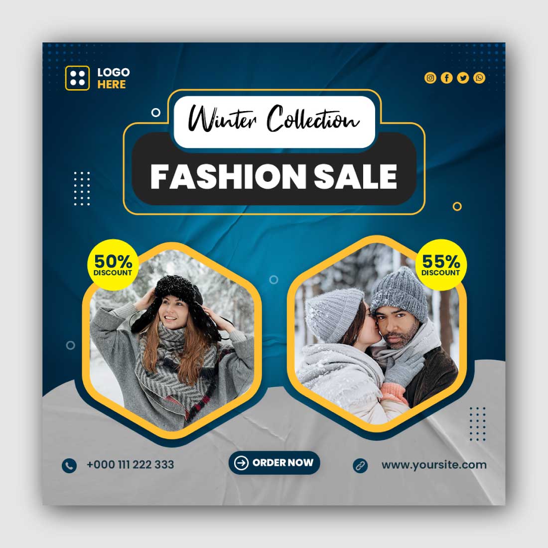 Winter Collection Fashion Sale Social Media Instagram Post Template main cover.