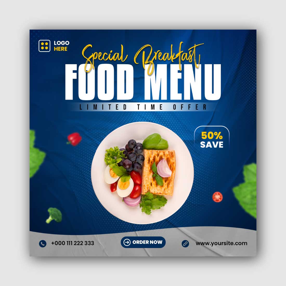 Special Breakfast Food Menu Social Media Template main cover.