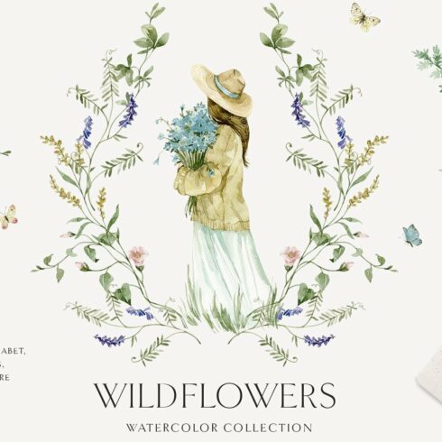 WILDFLOWERS delicate floral clipart.