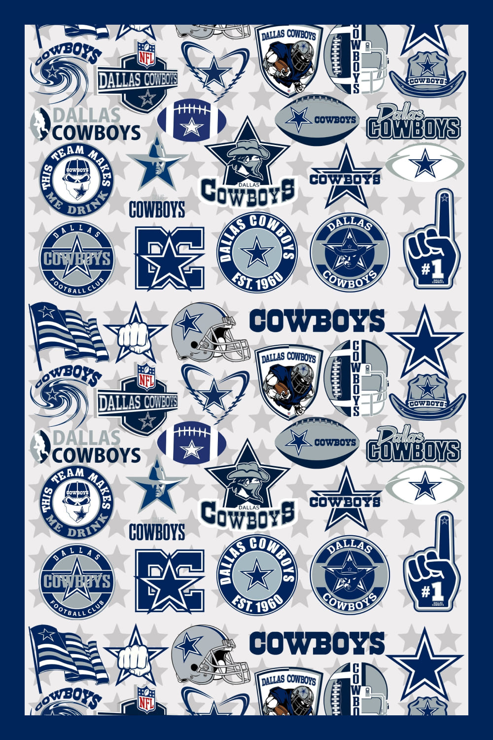 A collage of a large number of logos for NFL Dallas Cowboys.
