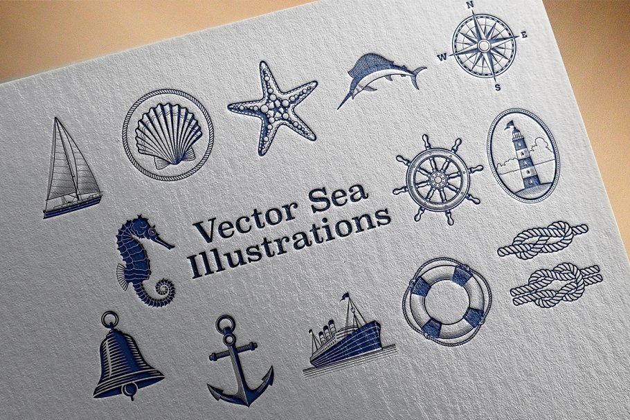 Cover image of Sea & Nautical Vector Illustrations.