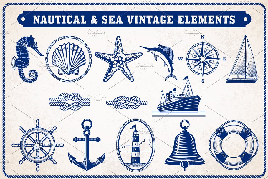 Big diversity of Sea & Nautical elements.