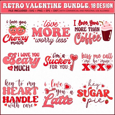 Retro Valentines Day SVG Bundle.