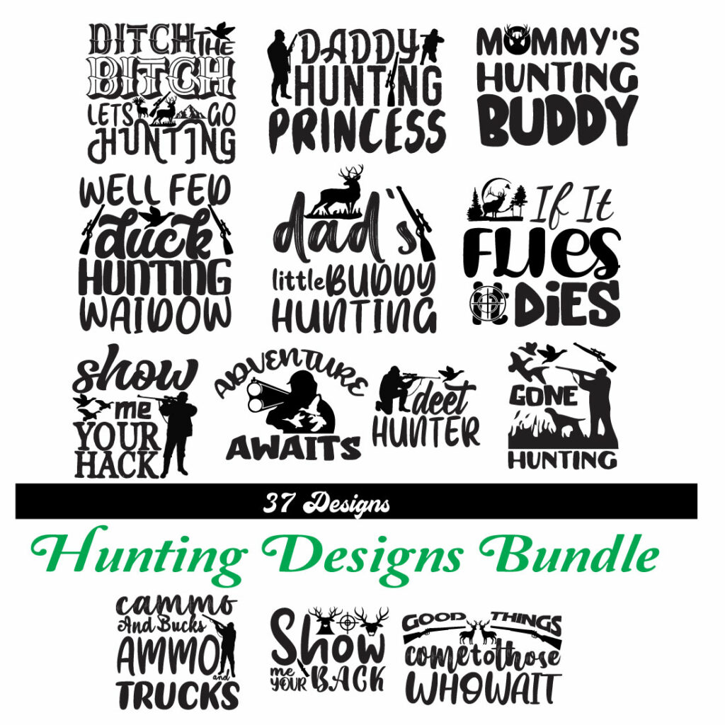 Hunting T-Shirts 37 Designs Bundle - MasterBundles