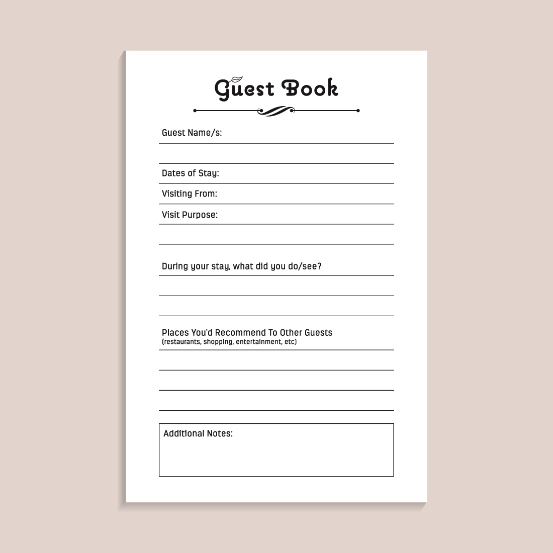 Blood Cabin Guest Book KDP Interior cover