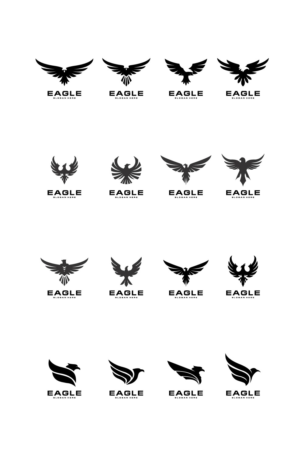 Set of Eagle Bird Logo Vector Design pinterest image.
