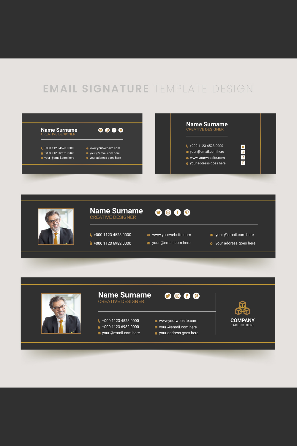 Corporate Business Email Signature Template set pinterest image.