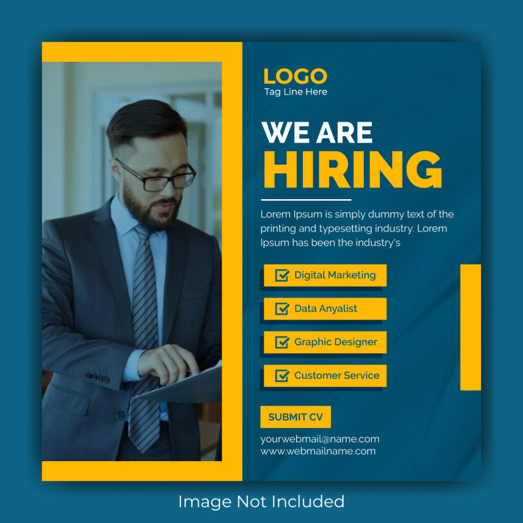 we are hiring employee job vacancy opportunity social media post banner ...