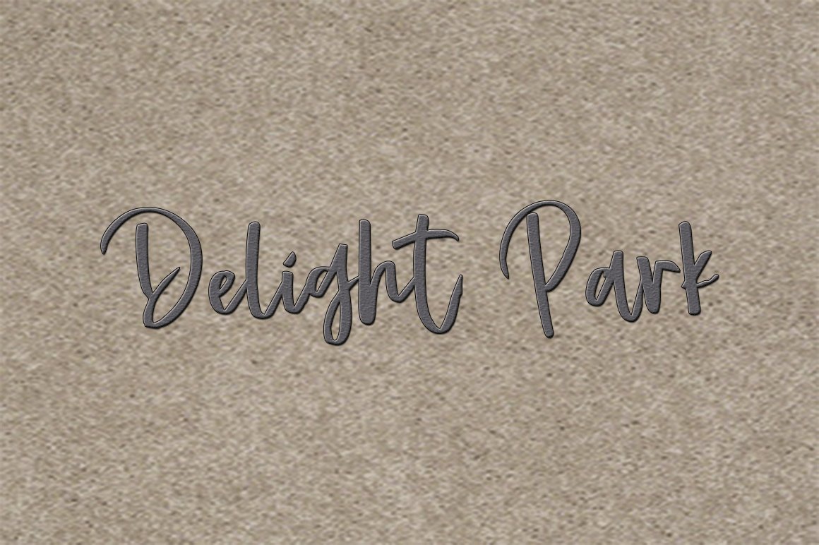 Gray calligraphy lettering "Delight Park" with black stroke.