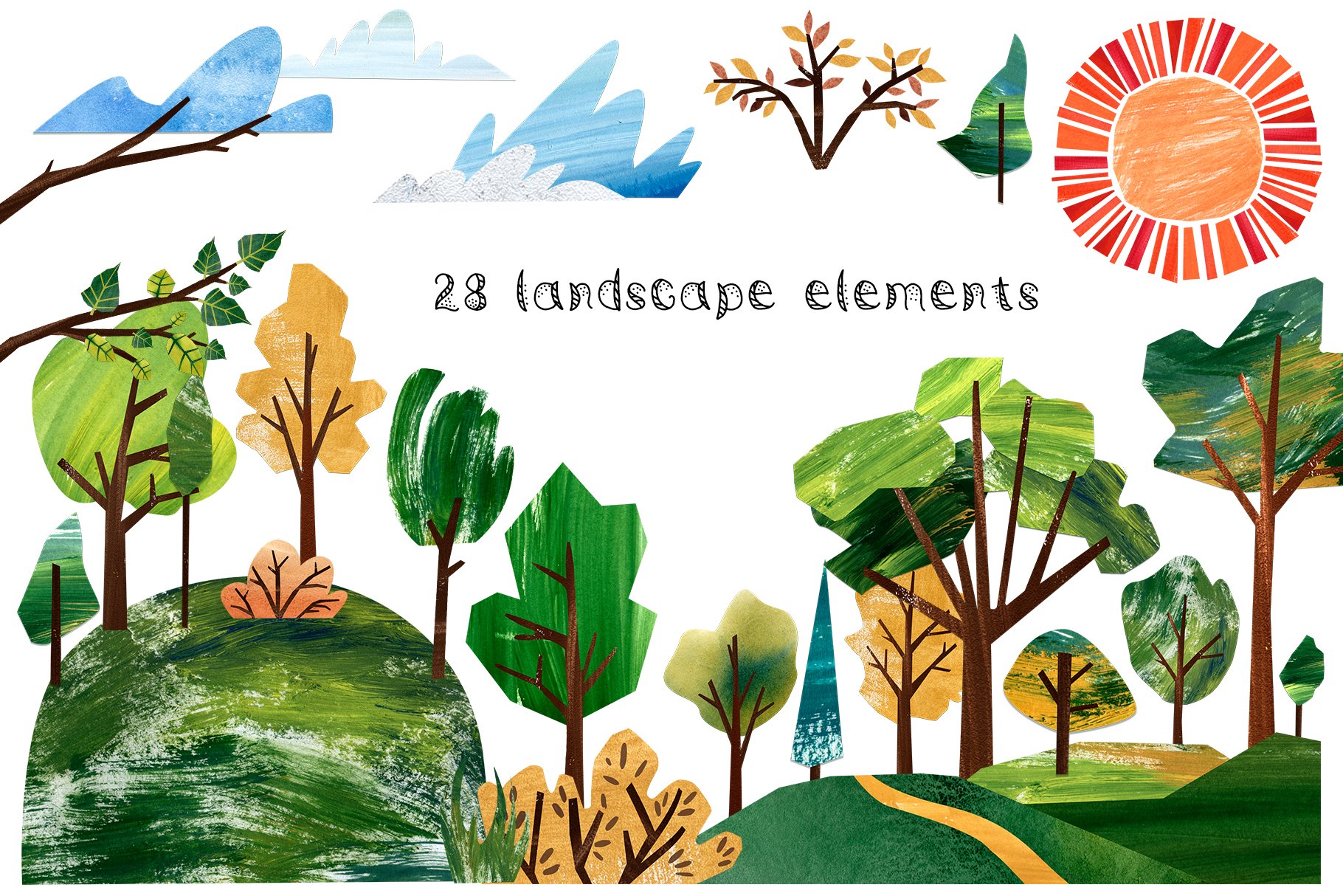 There are 28 landscape elements.