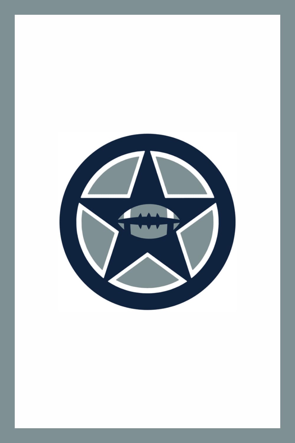 Blue star with football ball and circle around.