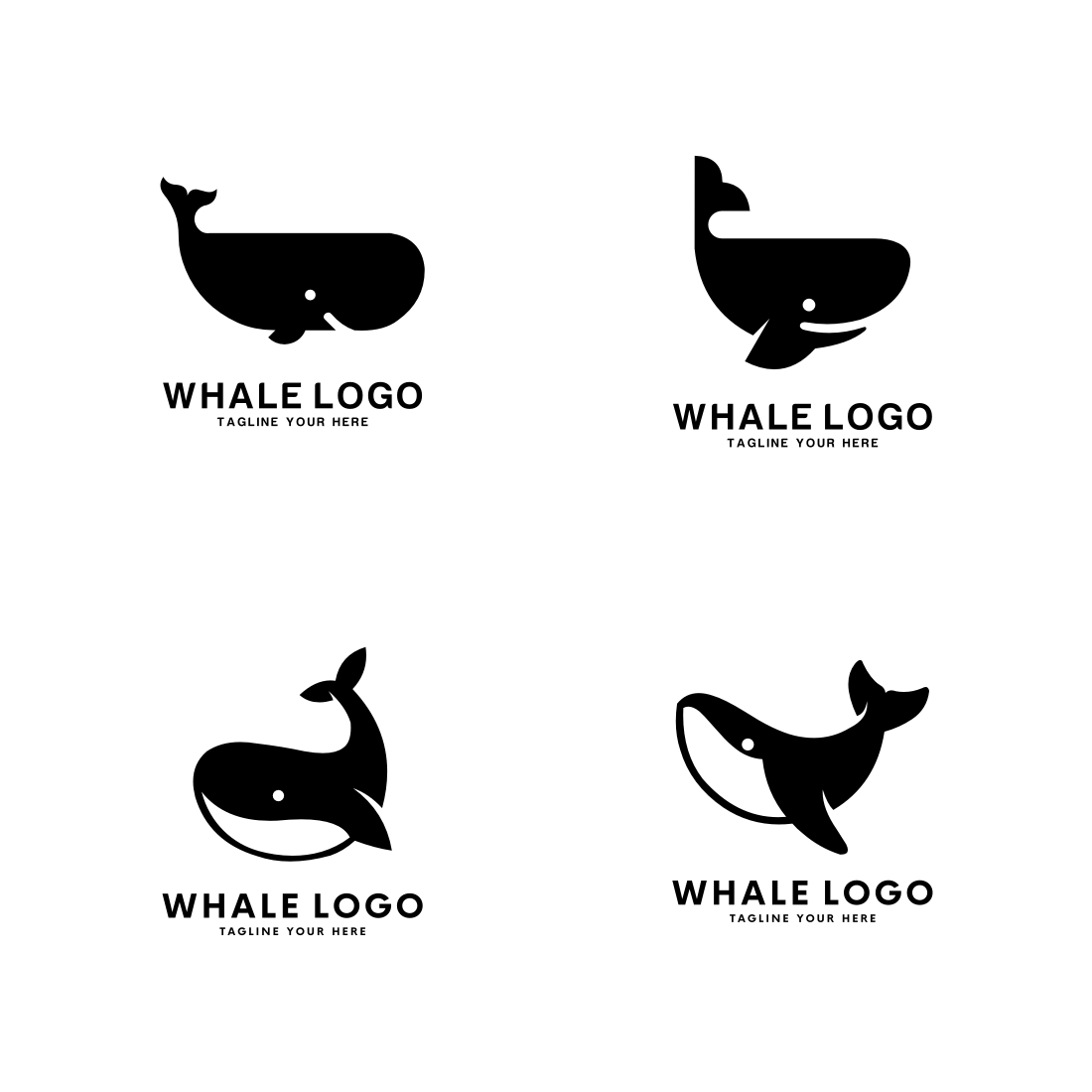 Set of Whale Species Logo Vector main cover.