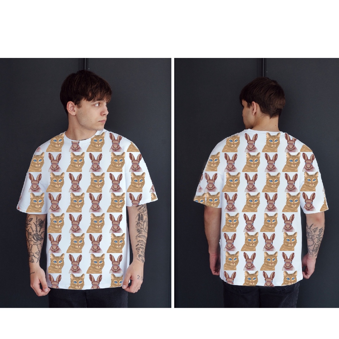 Rabbit and Cat Patterns Design preview image.