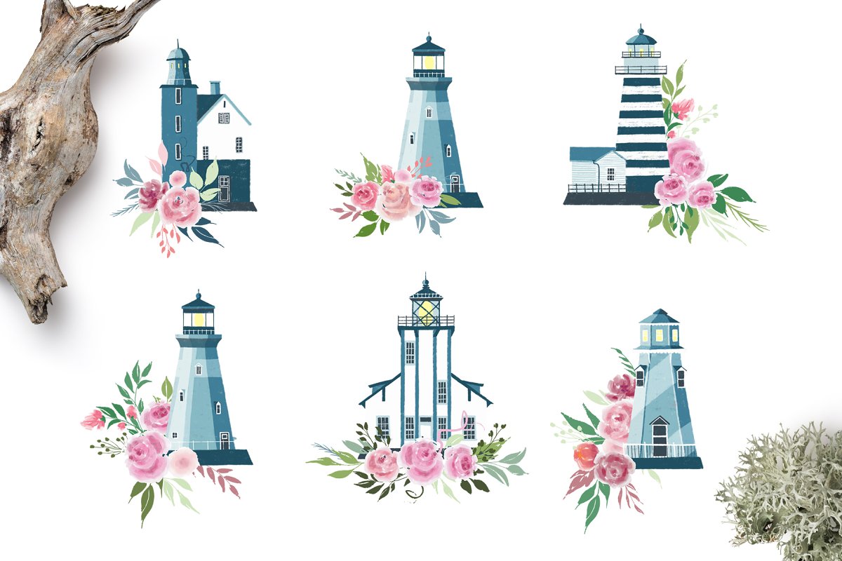 Lighthouses And Floral Compositions preview.