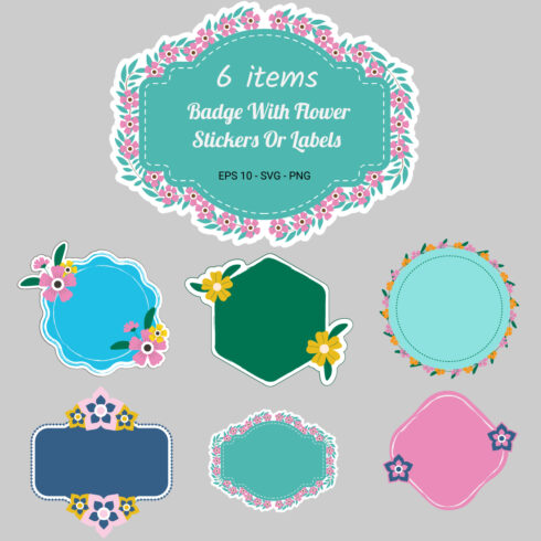 Badge with Flower Stickers or Labels Vectors cover image.