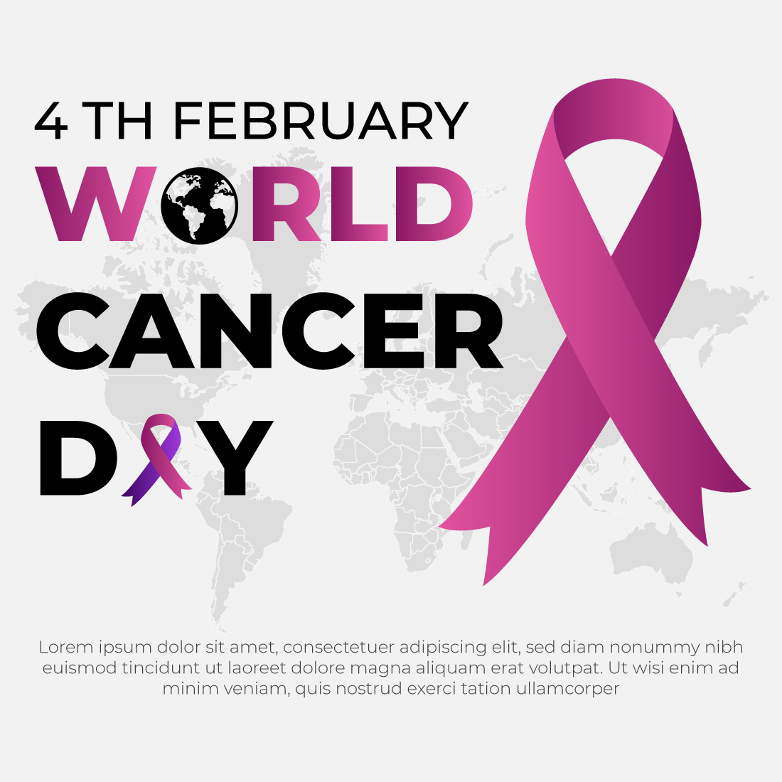 February World Cancer Day Background Violet Design preview image.