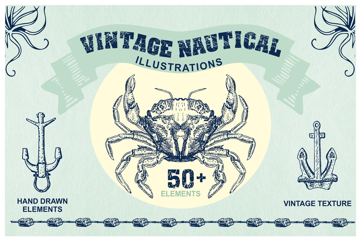 Cover image of Sea & Nautical Vintage Illustrations.