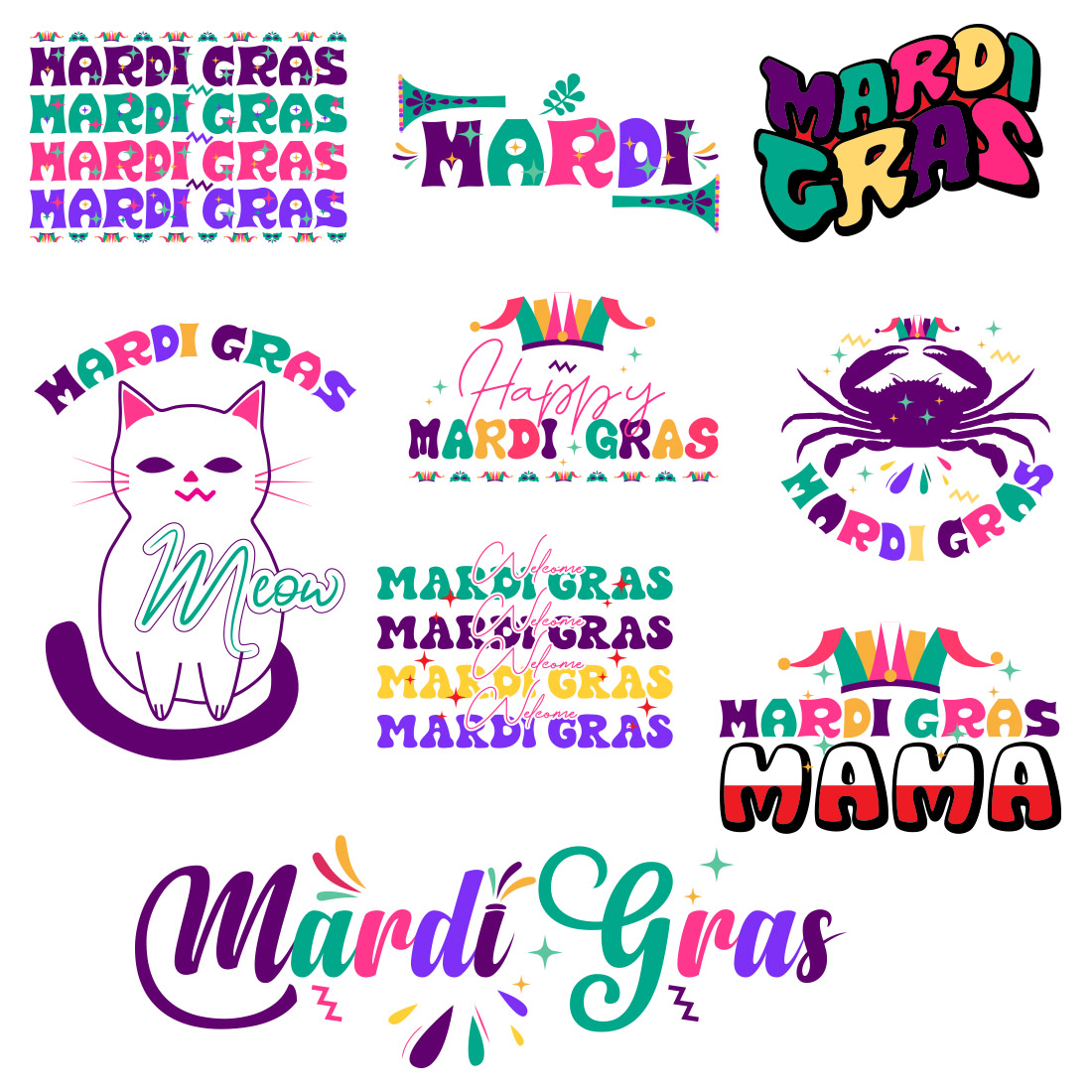 Funny Mardi Gras Sublimation Bundle main image.