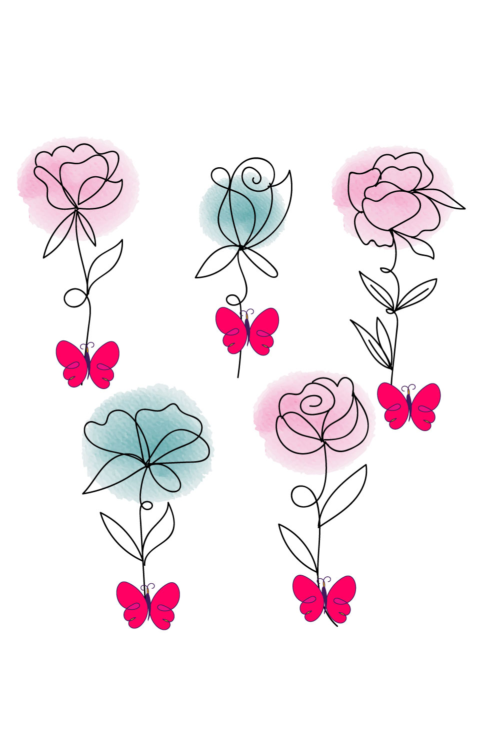 Line Art Rose SVG Bundle - MasterBundles
