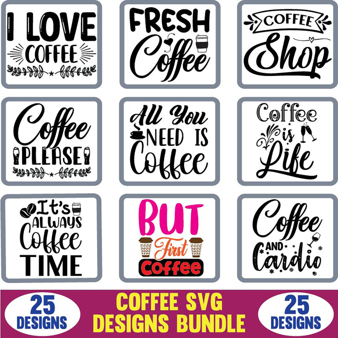 Coffee SVG Designs Bundle main cover.