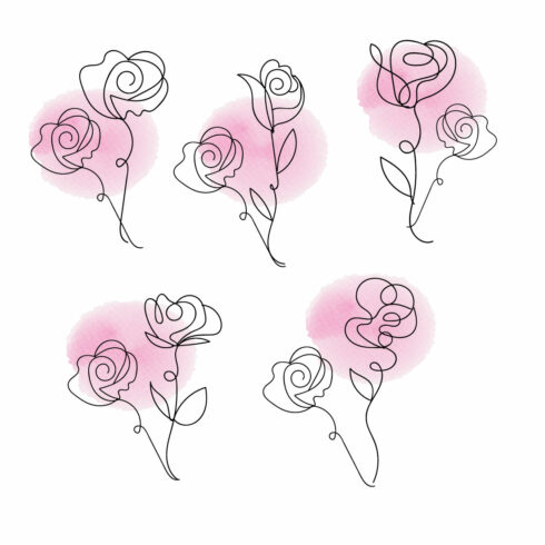 Pink Watercolor Rose Clipart main cover.
