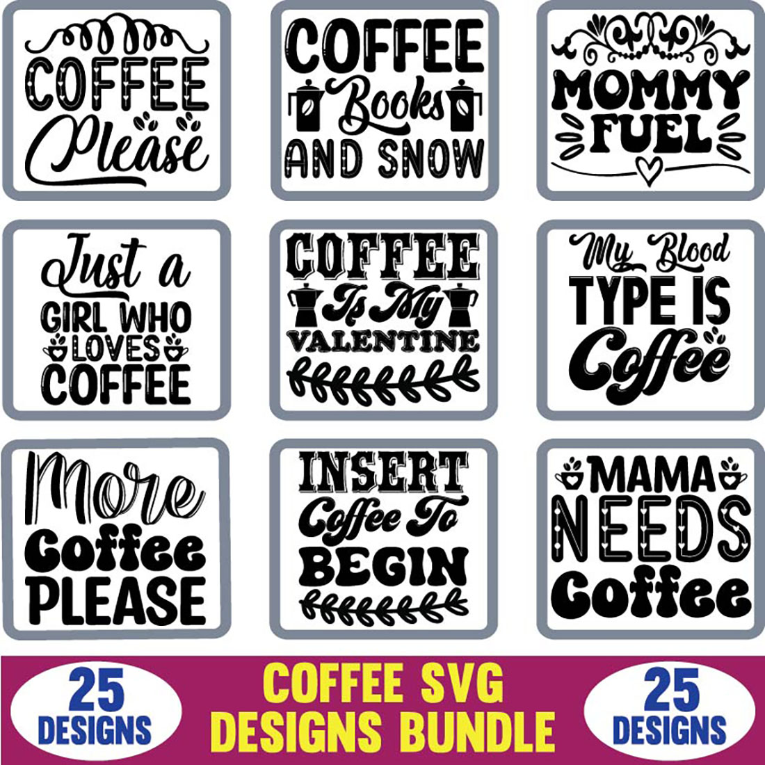 Coffee SVG Designs Bundle main cover.