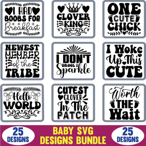 Baby T-shirt SVG Designs Bundle main cover.