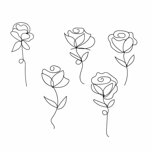 Floral Rose Liner Art SVG Bundle preview.