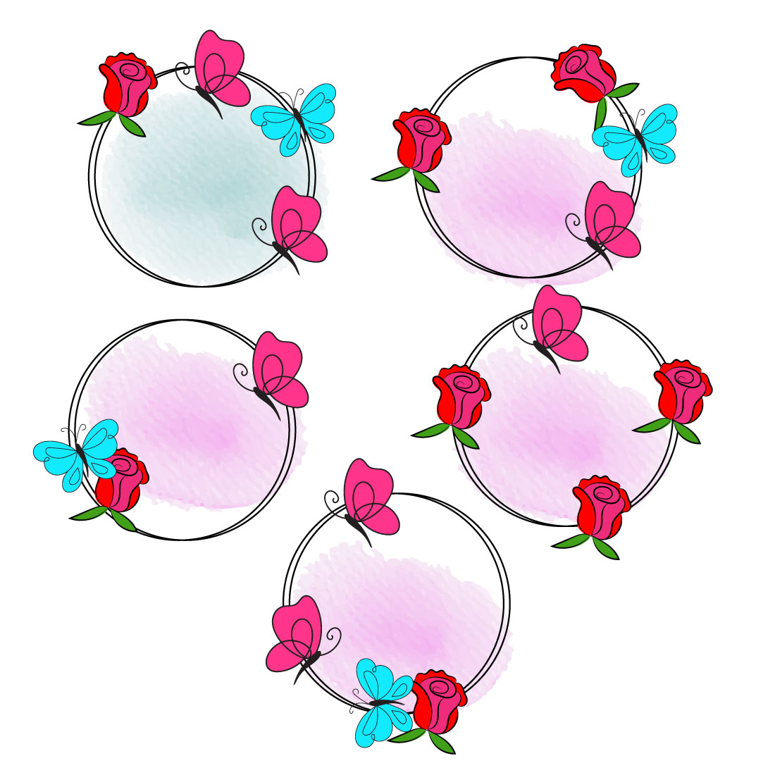 Butterflies and Roses Illustrations MasterBundles