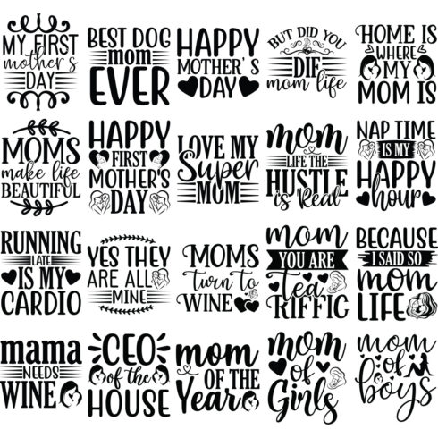 Mothers Day T-Shirt Designs Bundle main cover