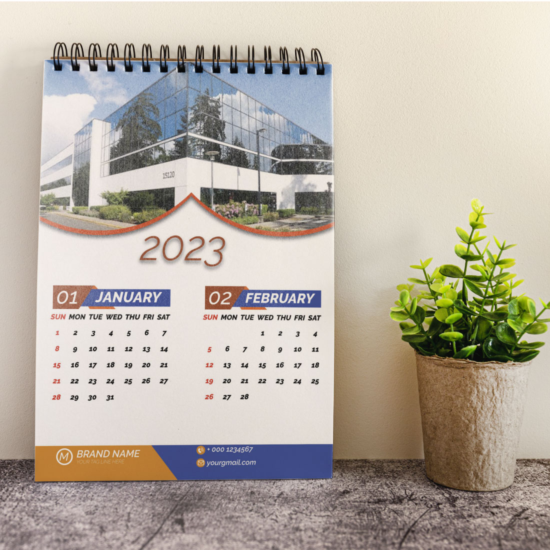 Wall Calendar Design Template preview image.