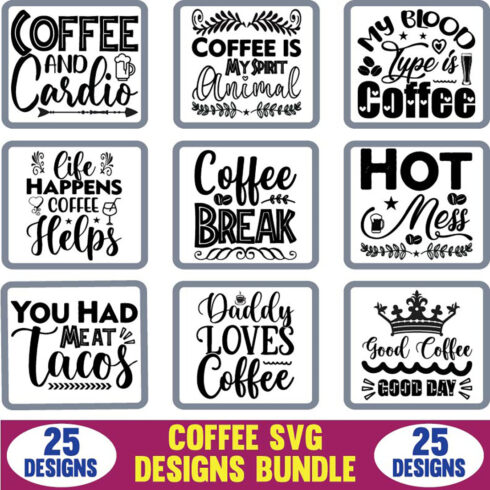 Coffee SVG Designs Bundle main cover.