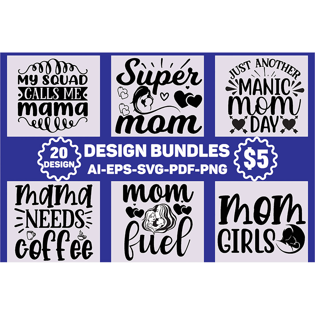 Mothers Day SVG Designs Bundle main cover