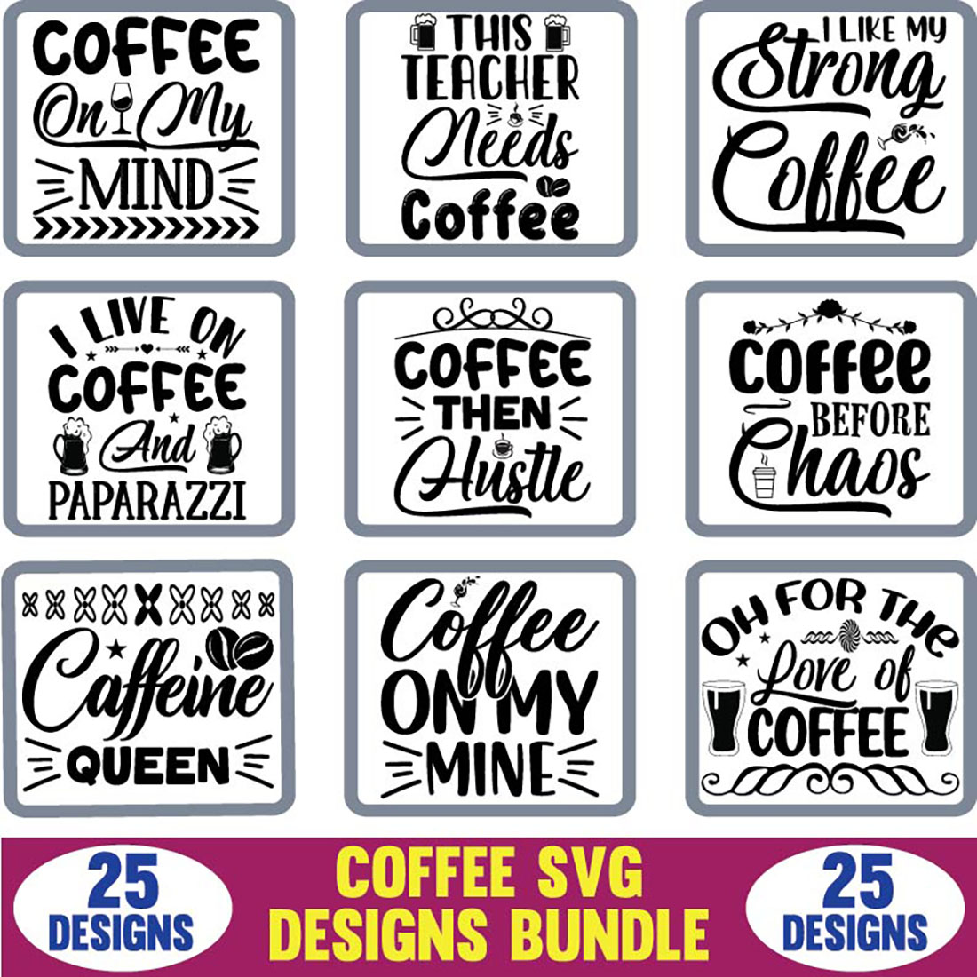 Coffee SVG Designs Bundle main cover.