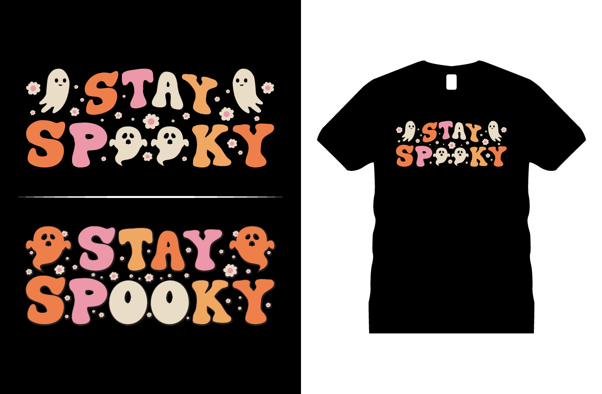 T-shirt image with a beautiful print on the theme of halloween