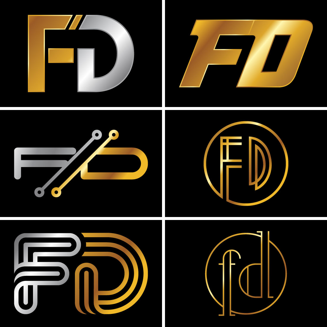 Initial Letter F D Logo Design Vector Template main cover.