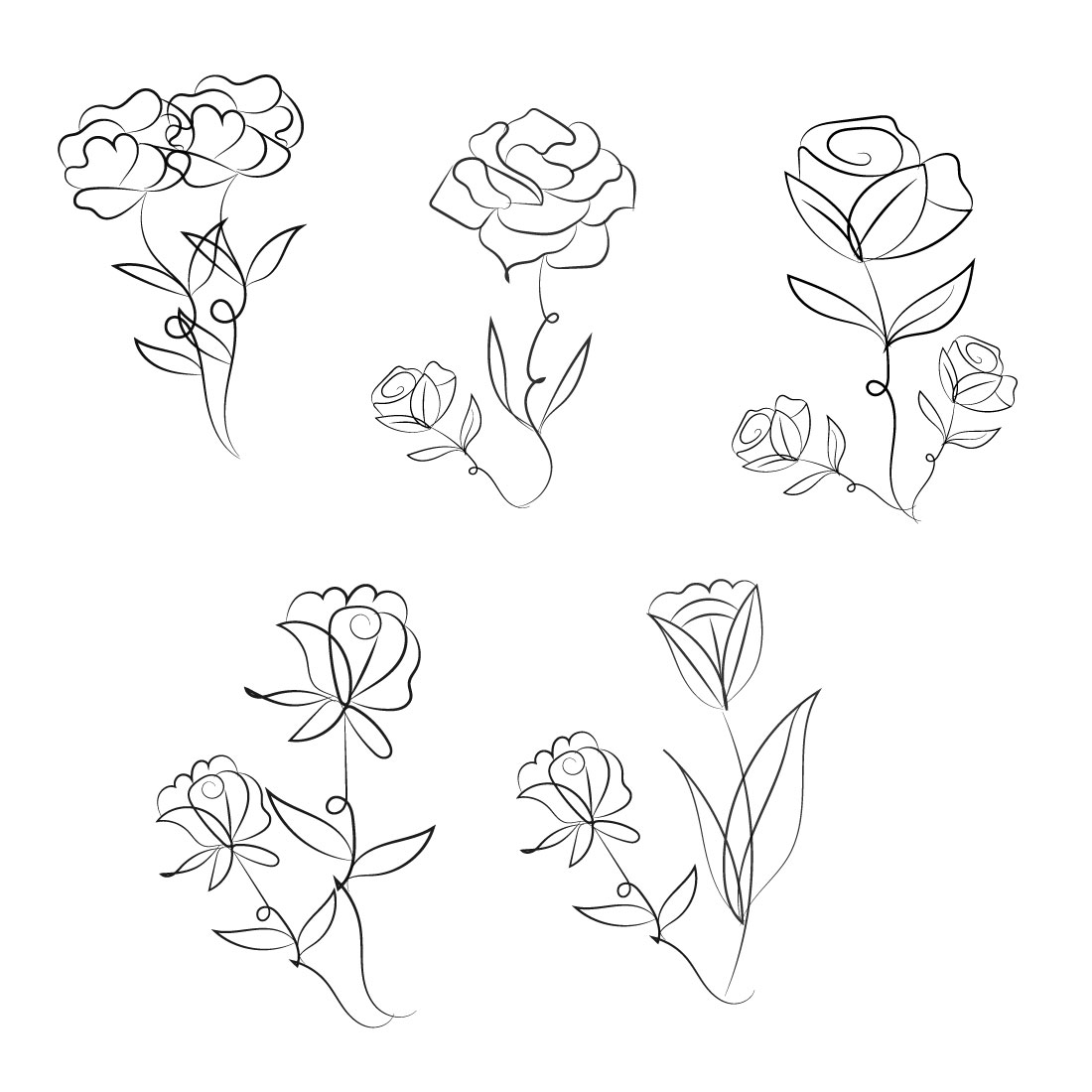 Line Art Rose SVG Bundle - MasterBundles