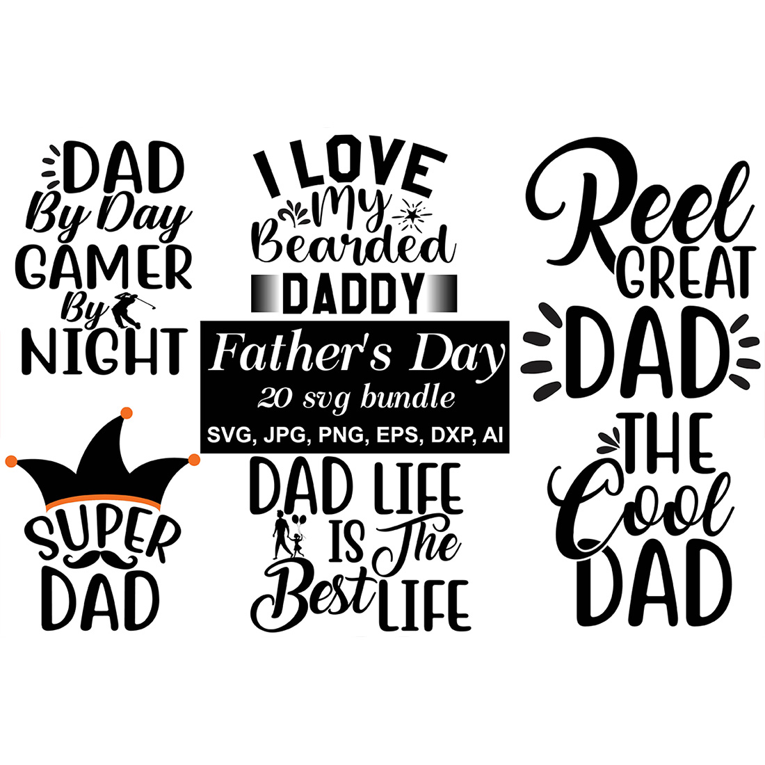 Dad SVG Designs Bundle main cover.