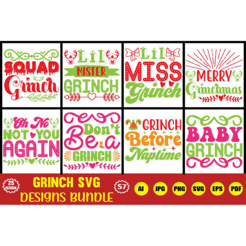 Grinch SVG Designs Bundle main cover