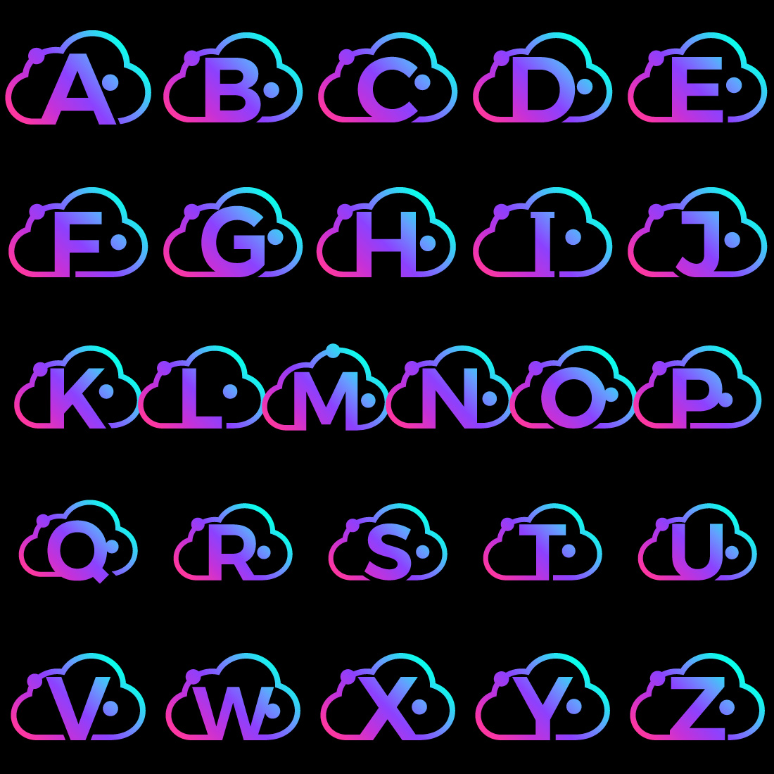 Initial A-Z Monogram Letter With The Cloud Logo main cover