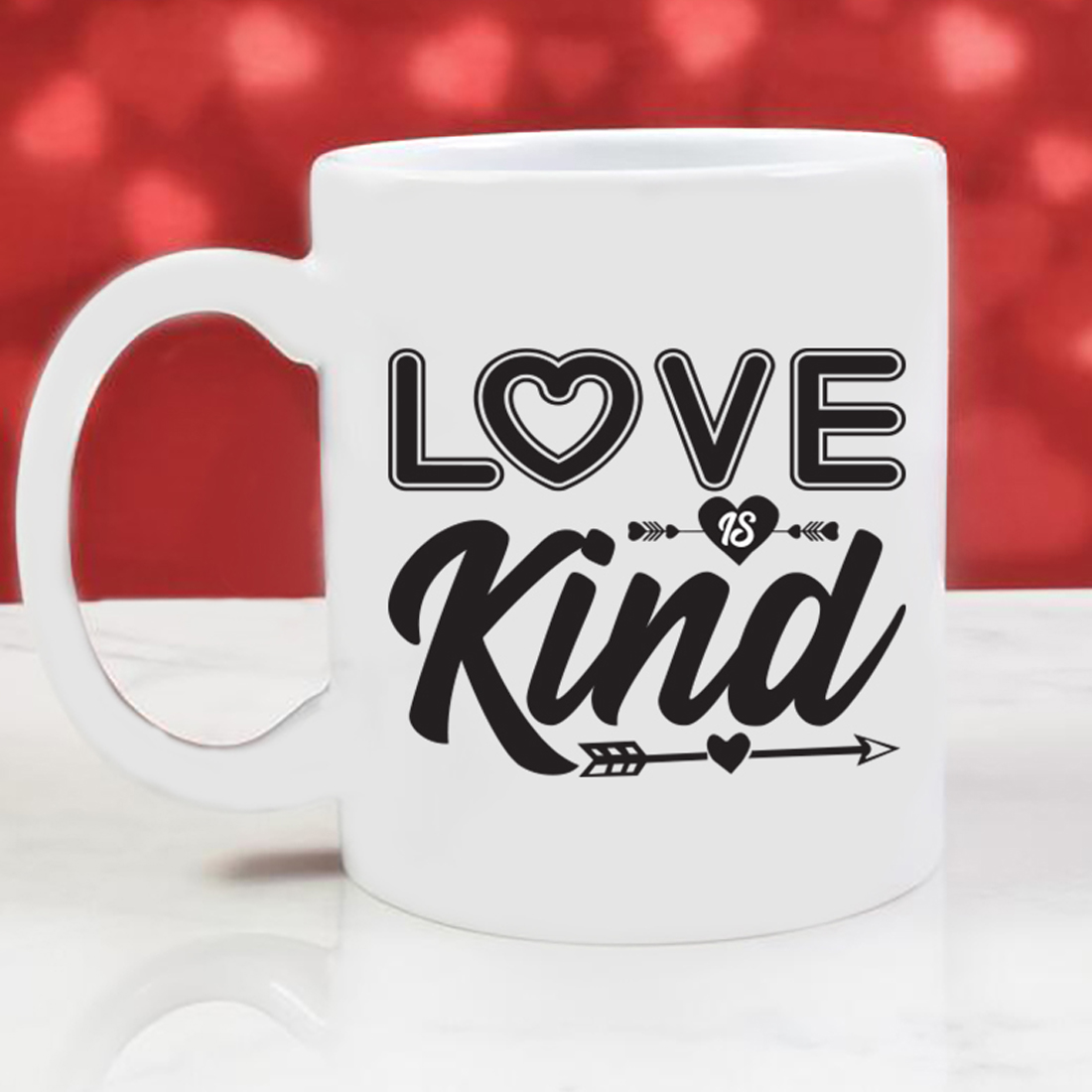 Image of a cup with the charming inscription Love Is Kind