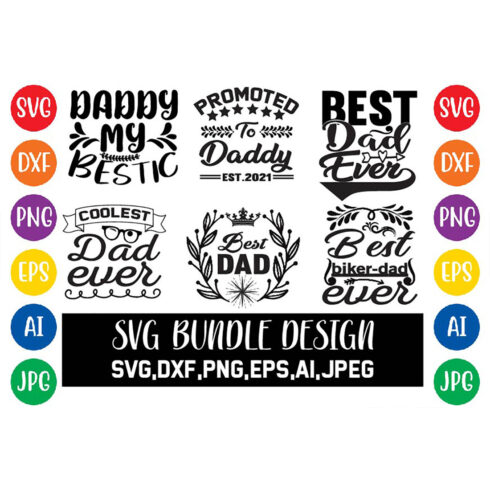 Dad SVG Designs Bundle main cover.