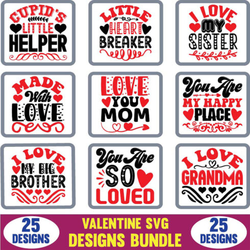 Valentine SVG T-shirt Designs Bundle image cover.