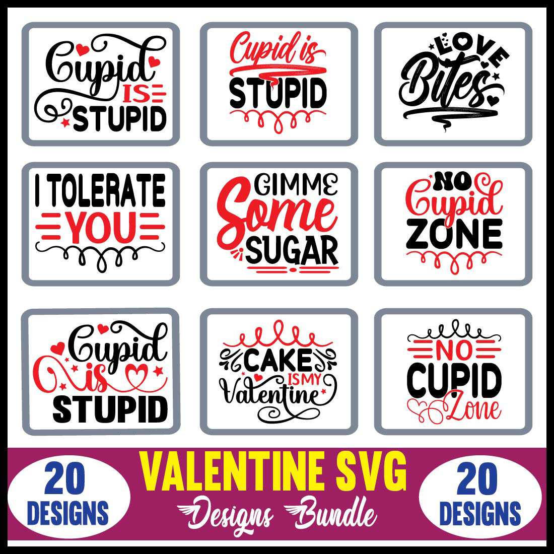 Valentine SVG Designs Bundle main cover.