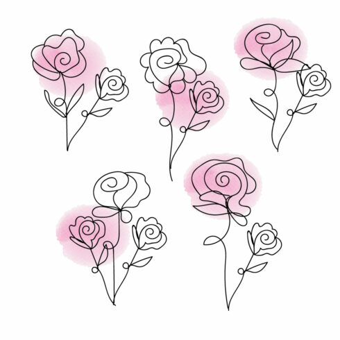 Watercolor Pink Rose Clipart main cover.
