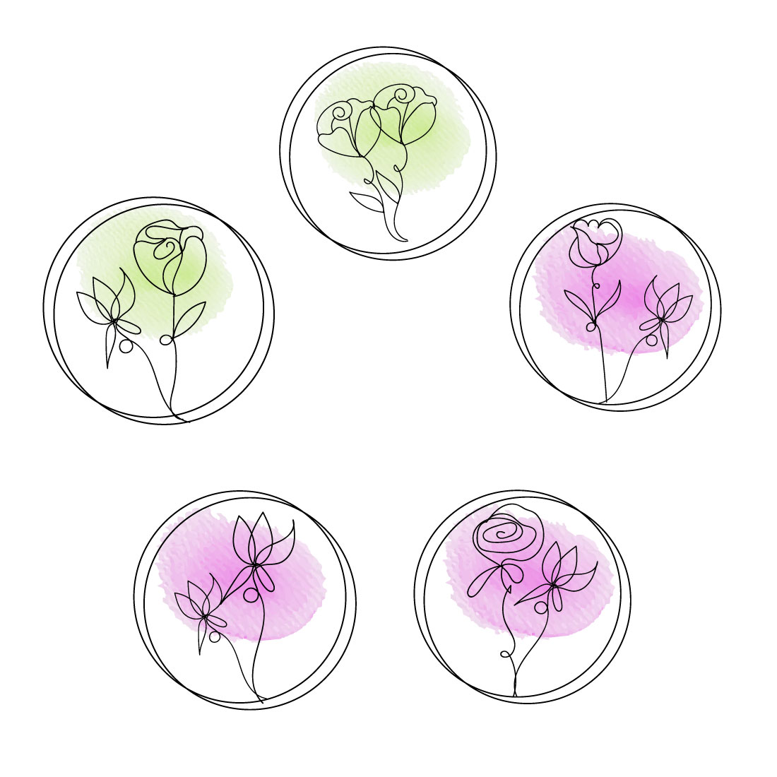 Rose liner art bundle MasterBundles