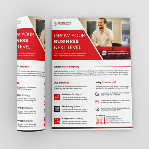 Image of charming business flyer template in red color